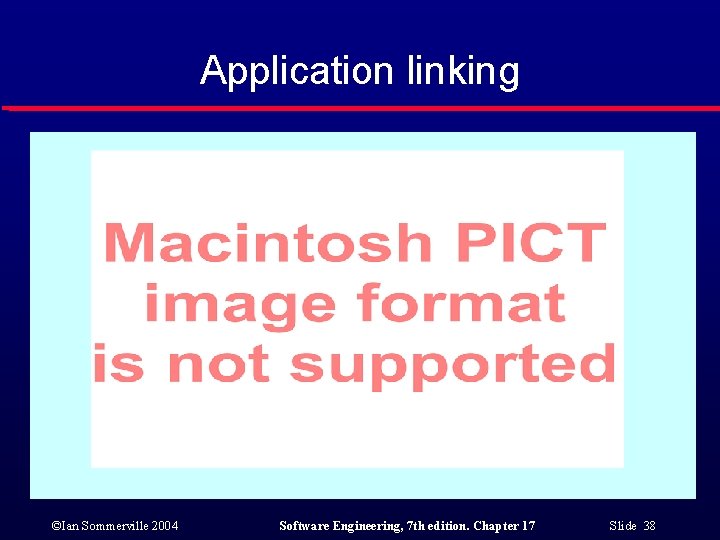 Application linking ©Ian Sommerville 2004 Software Engineering, 7 th edition. Chapter 17 Slide 38