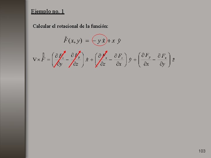 Ejemplo no. 1 Calcular el rotacional de la función: 103 