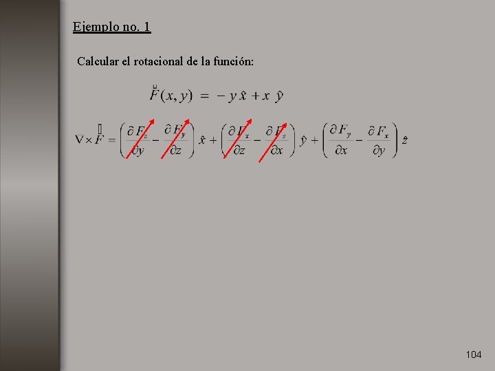 Ejemplo no. 1 Calcular el rotacional de la función: 104 