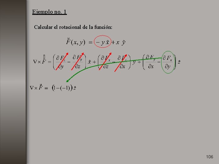 Ejemplo no. 1 Calcular el rotacional de la función: 106 