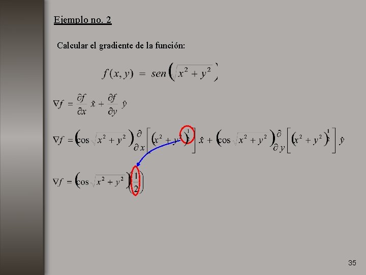 Ejemplo no. 2 Calcular el gradiente de la función: 35 