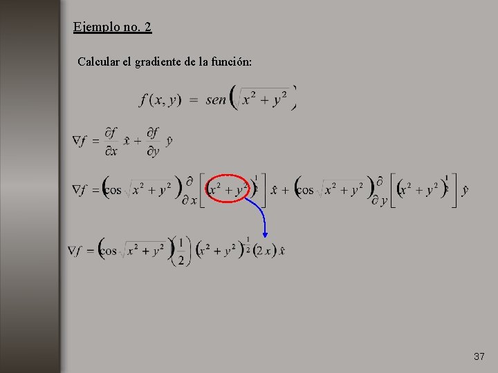Ejemplo no. 2 Calcular el gradiente de la función: 37 