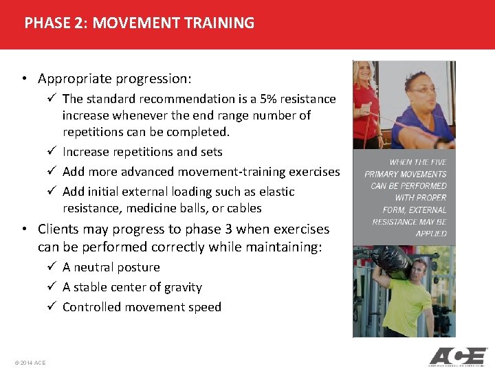 PHASE 2: MOVEMENT TRAINING • Appropriate progression: ü The standard recommendation is a 5% PHASE 2: MOVEMENT TRAINING • Appropriate progression: ü The standard recommendation is a 5%