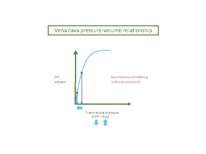 Vena cava pressure-volume relationship IVC volume Spontaneous breathing without assistance Trans-mural pressure [CVP –