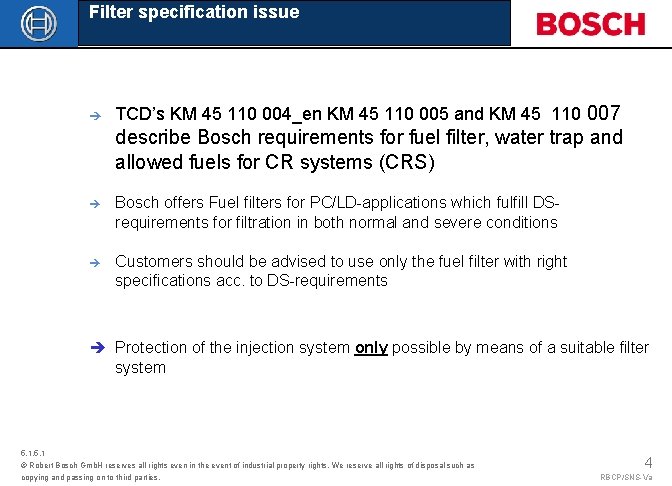 Filter specification issue è TCD’s KM 45 110 004_en KM 45 110 005 and