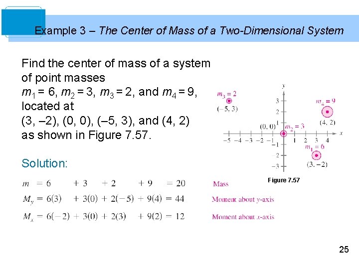 Example 3 – The Center of Mass of a Two-Dimensional System Find the center