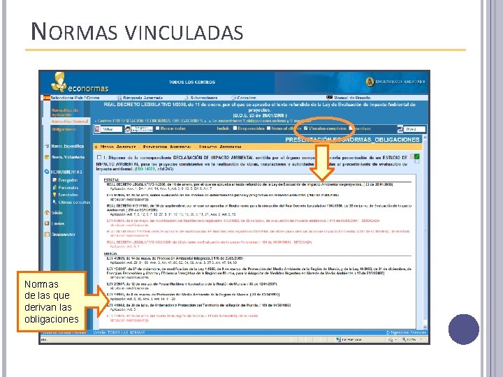 NORMAS VINCULADAS Normas de las que derivan las obligaciones 