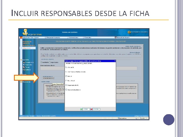 INCLUIR RESPONSABLES DESDE LA FICHA 