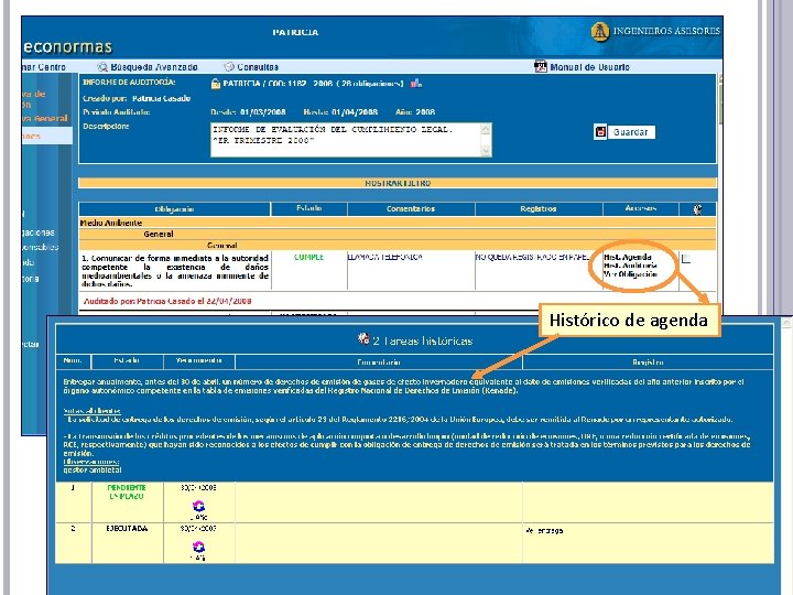 Histórico de agenda 