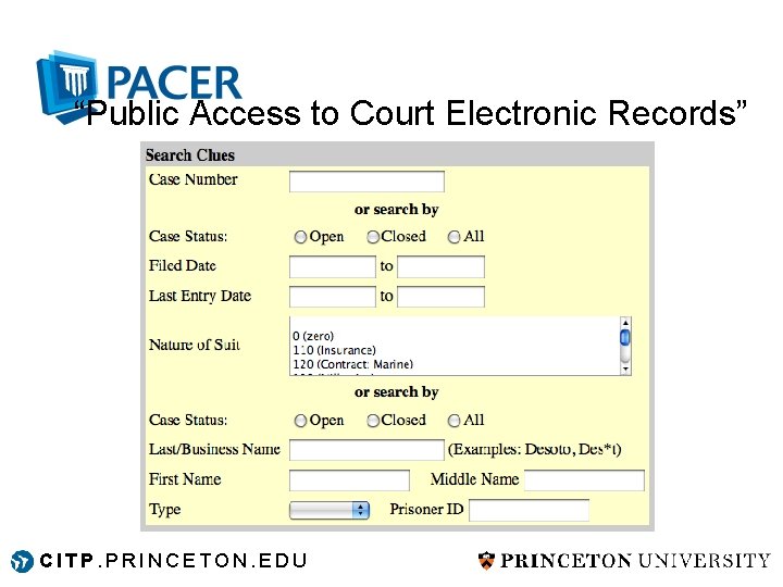 “Public Access to Court Electronic Records” CITP. PRINCETON. EDU “Public Access to Court Electronic Records” CITP. PRINCETON. EDU