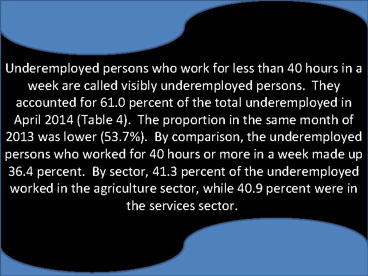 Underemployed persons who work for less than 40 hours in a week are called