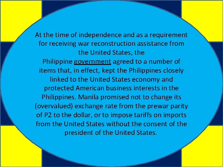 At the time of independence and as a requirement for receiving war reconstruction assistance