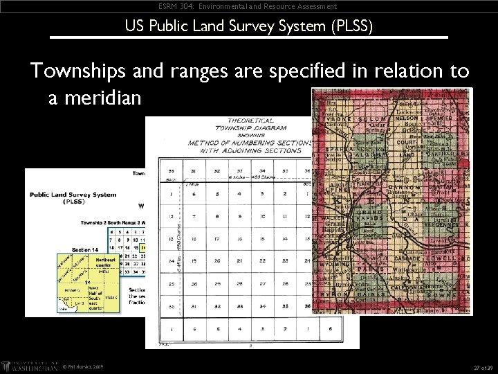 ESRM 304: Environmental and Resource Assessment US Public Land Survey System (PLSS) Townships and