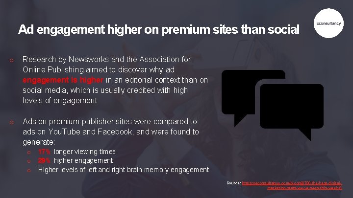 Ad engagement higher on premium sites than social o Research by Newsworks and the