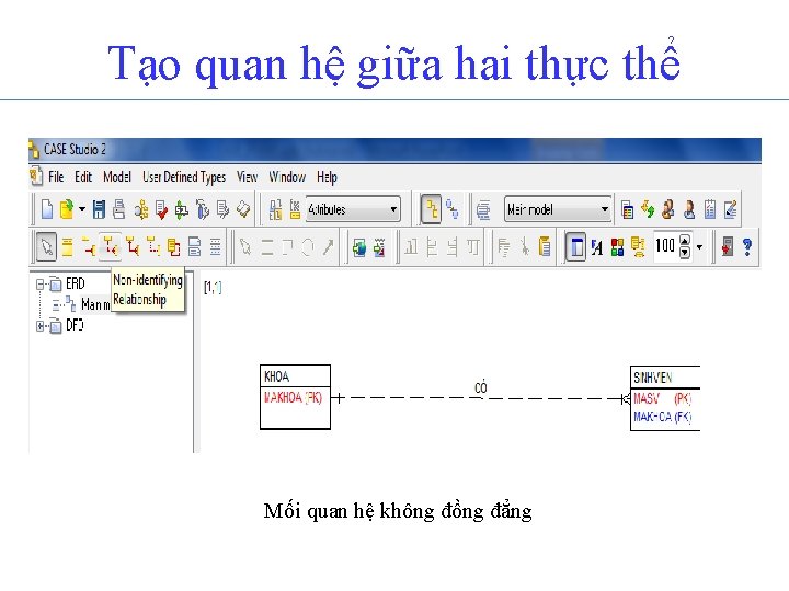 Tạo quan hệ giữa hai thực thể Mối quan hệ không đồng đẳng 