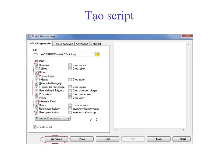 Tạo script 