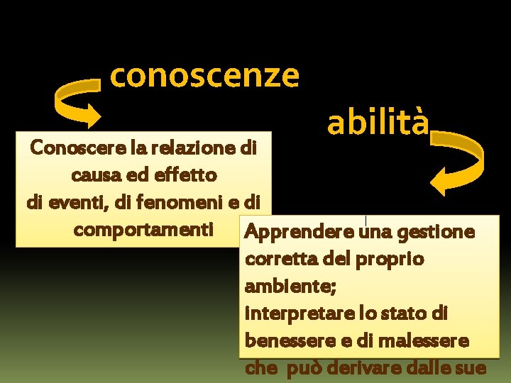 conoscenze abilità Conoscere la relazione di causa ed effetto di eventi, di fenomeni e conoscenze abilità Conoscere la relazione di causa ed effetto di eventi, di fenomeni e
