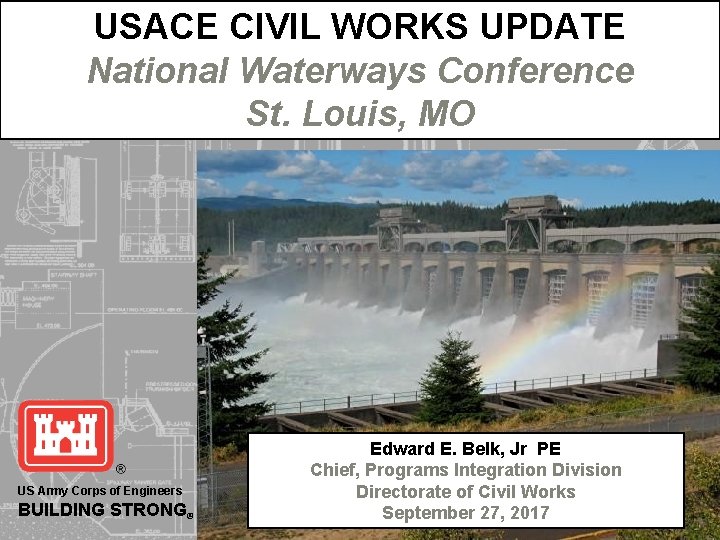 USACE CIVIL WORKS UPDATE National Waterways Conference St. Louis, MO US Army Corps of