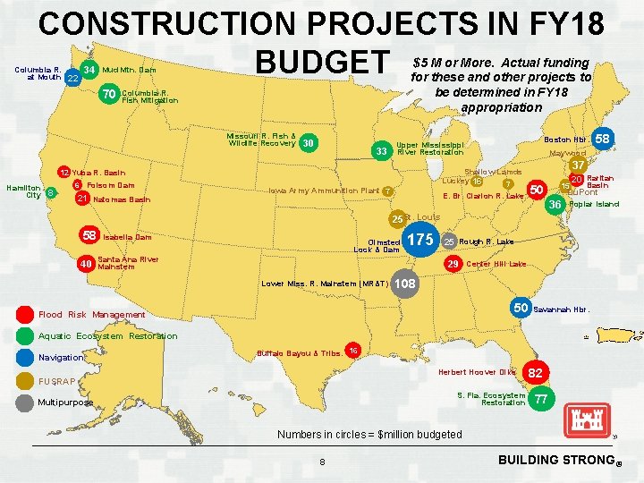 CONSTRUCTION PROJECTS IN FY 18 BUDGET Columbia R. at Mouth 22 $5 M or