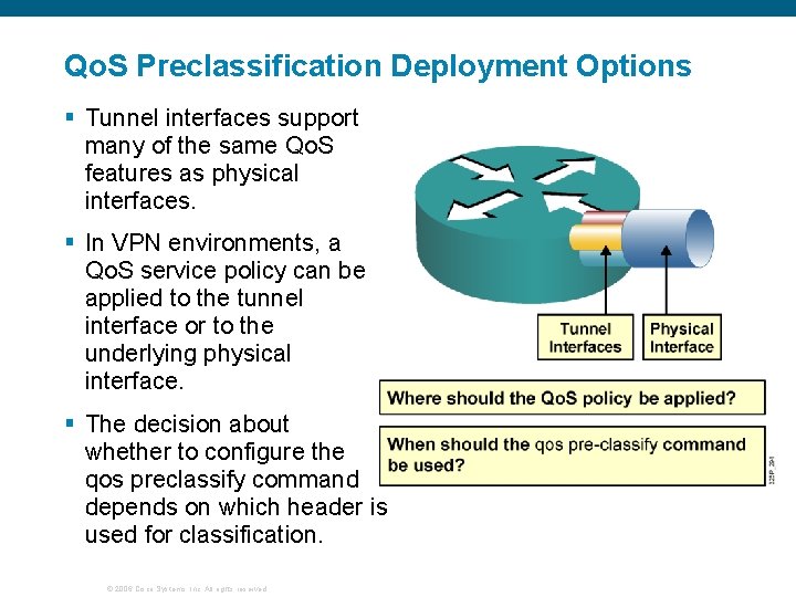 Qo. S Preclassification Deployment Options § Tunnel interfaces support many of the same Qo.