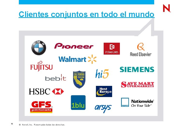  Clientes conjuntos en todo el mundo 16 © Novell, Inc. Reservados todos los