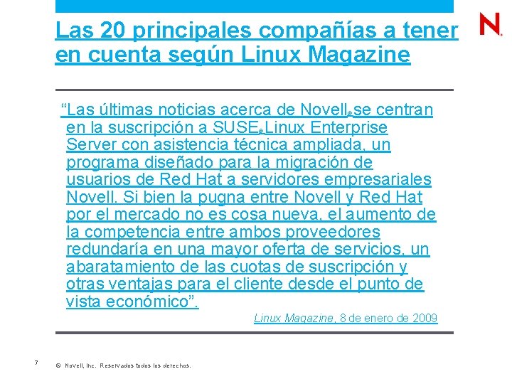  Las 20 principales compañías a tener en cuenta según Linux Magazine “Las últimas