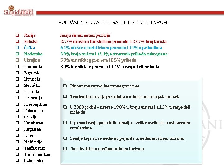 POLOŽAJ ZEMALJA CENTRALNE I ISTOČNE EVROPE q q q q q q Rusija Poljska