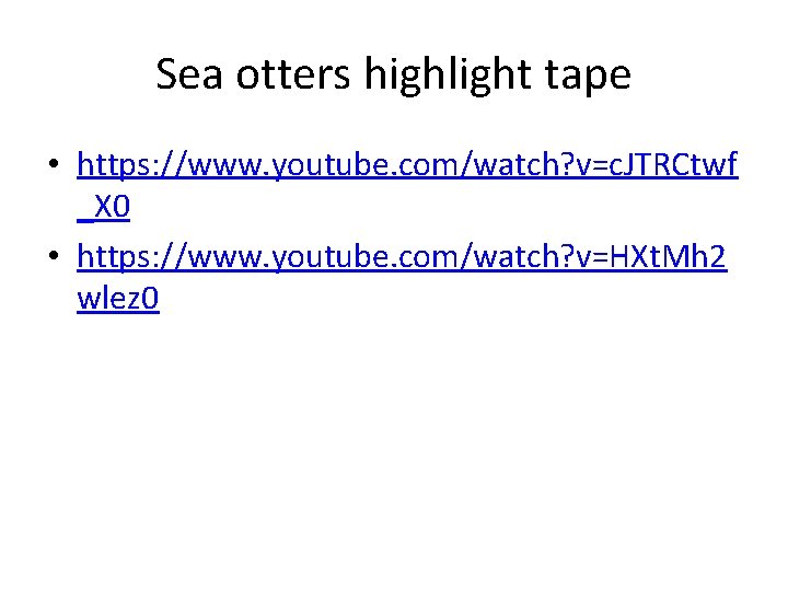Sea otters highlight tape • https: //www. youtube. com/watch? v=c. JTRCtwf _X 0 •