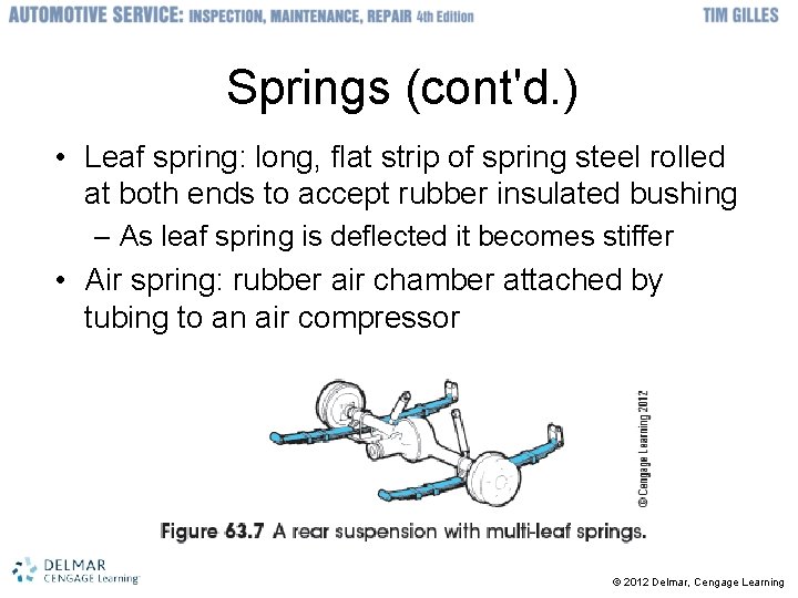 Springs (cont'd. ) • Leaf spring: long, flat strip of spring steel rolled at