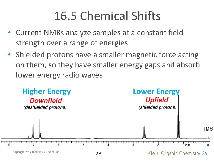 16. 5 Chemical Shifts • Current NMRs analyze samples at a constant field strength