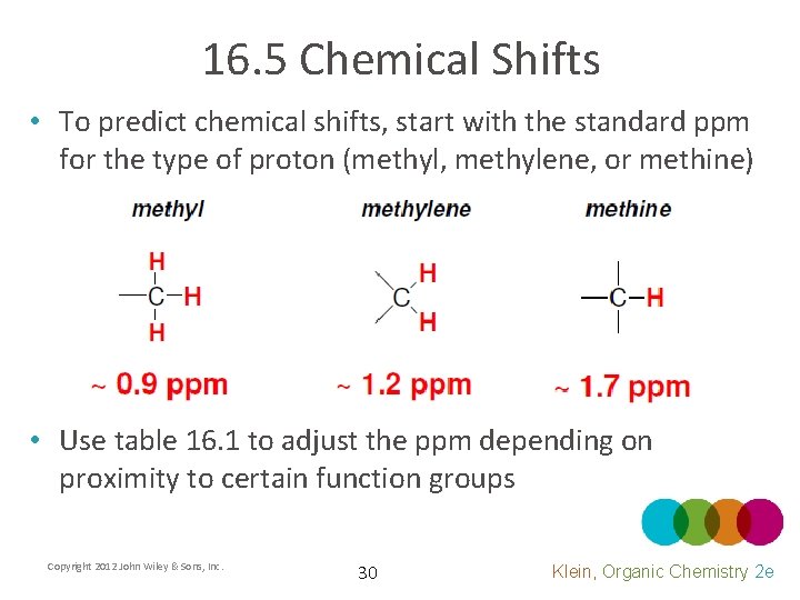 16. 5 Chemical Shifts • To predict chemical shifts, start with the standard ppm