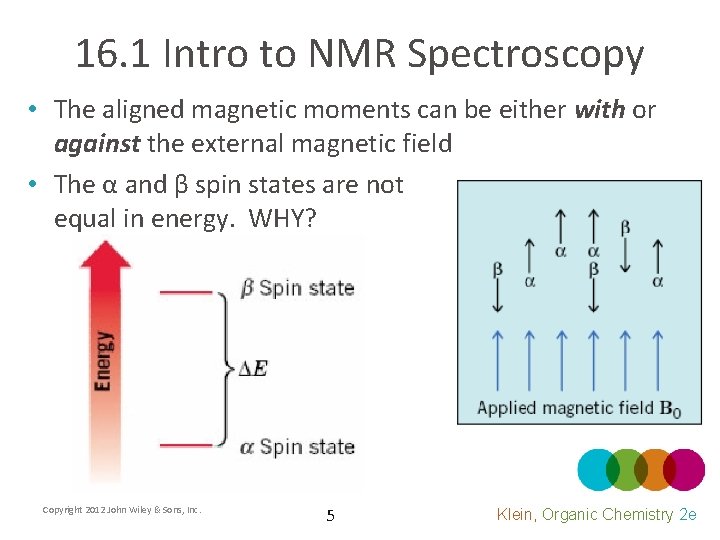 16. 1 Intro to NMR Spectroscopy • The aligned magnetic moments can be either