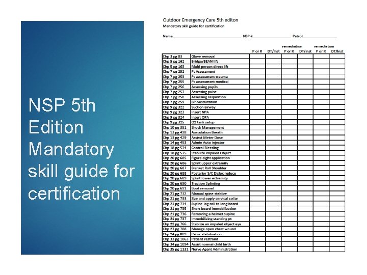 NSP 5 th Edition Mandatory skill guide for certification 