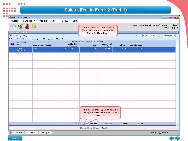 Sales effect in Form 2 (Part 1) Here it shows you the Form 2