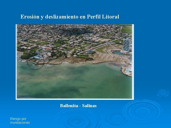Erosión y deslizamiento en Perfil Litoral Ballenita - Salinas Riesgo por Inundaciones 