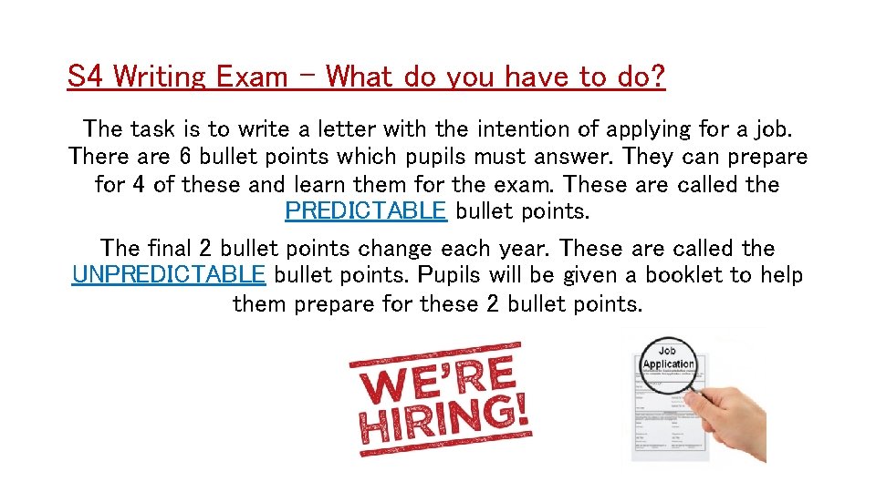 S 4 Writing Exam - What do you have to do? The task is