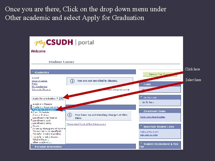 Once you are there, Click on the drop down menu under Other academic and