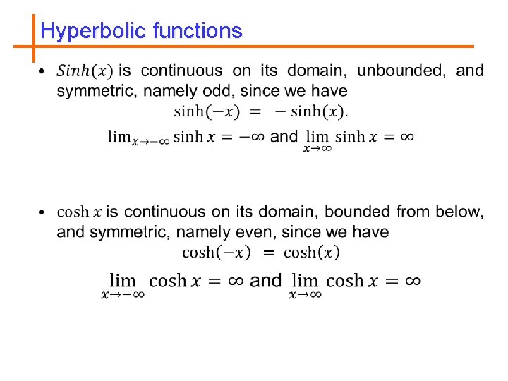 Hyperbolic functions • 