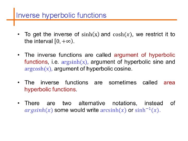 Inverse hyperbolic functions 