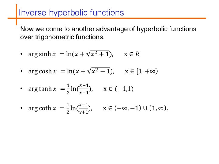 Inverse hyperbolic functions 