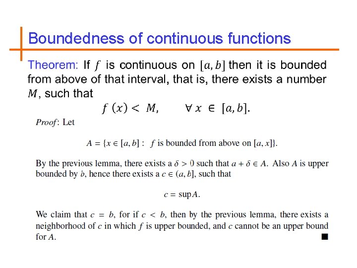 Boundedness of continuous functions 