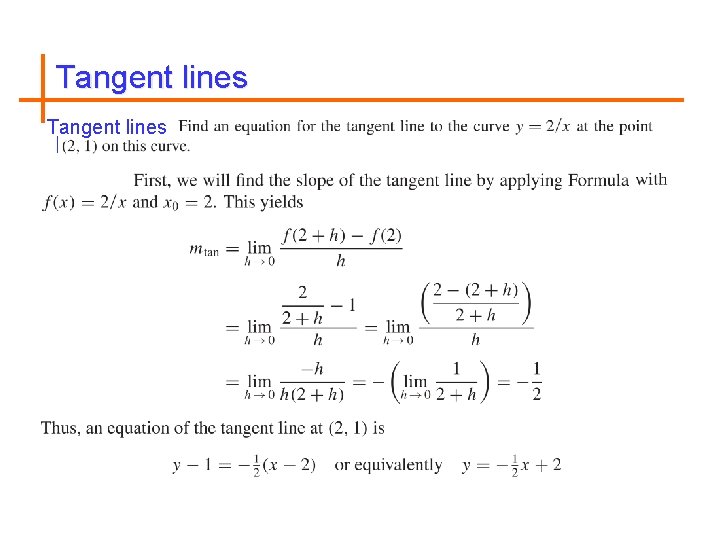 Tangent lines Example 