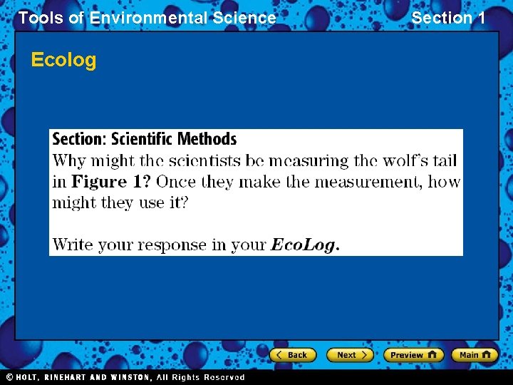 Tools of Environmental Science Ecolog Section 1 