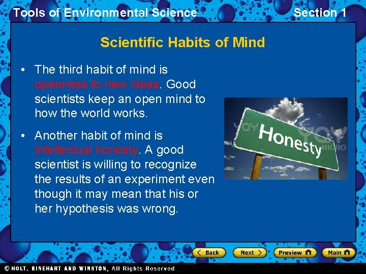 Tools of Environmental Science Scientific Habits of Mind • The third habit of mind Tools of Environmental Science Scientific Habits of Mind • The third habit of mind