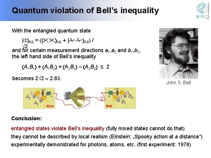 Quantum violation of Bell’s inequality With the entangled quantum state | AB = (|