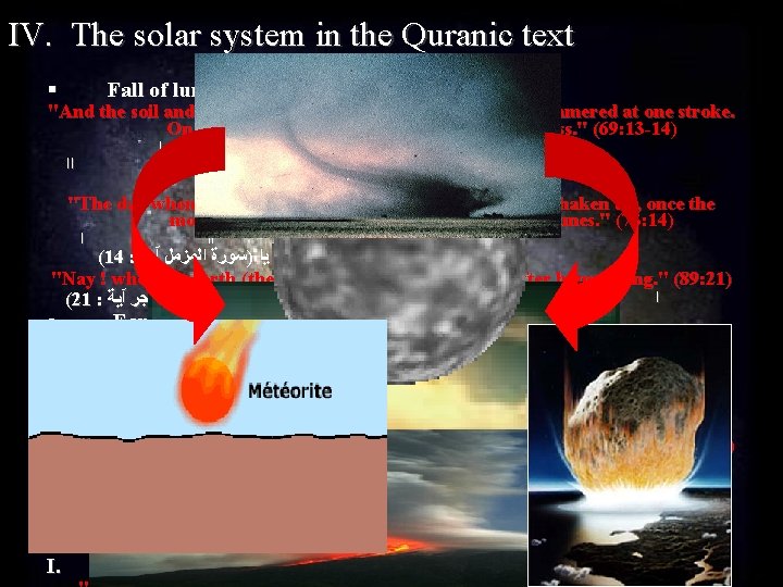 IV. The solar system in the Quranic text § Fall of lunar fragments on