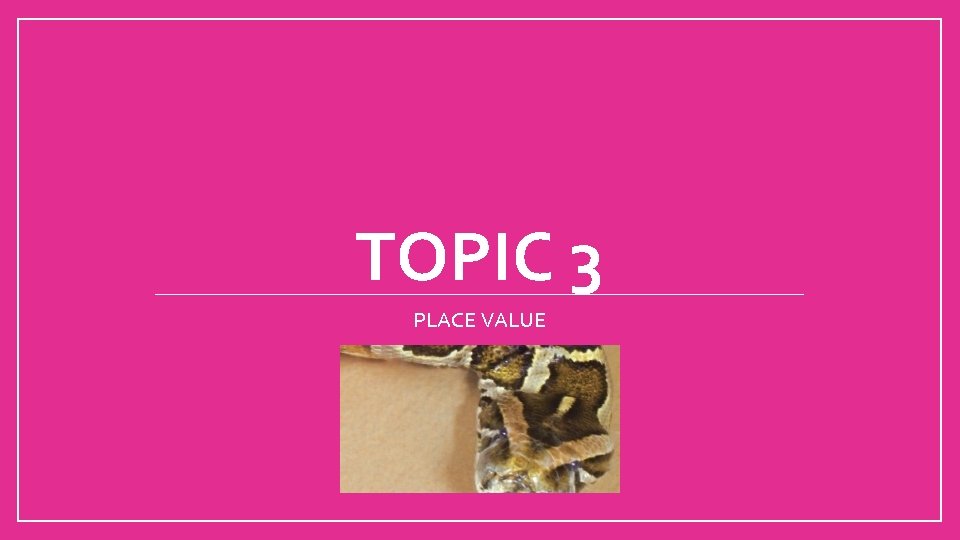 TOPIC 3 PLACE VALUE 