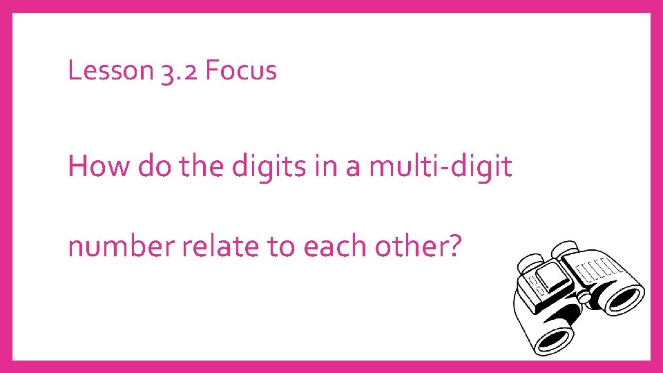 Lesson 3. 2 Focus How do the digits in a multi-digit number relate to