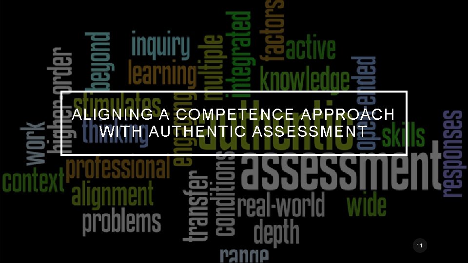 ALIGNING A COMPETENCE APPROACH WITH AUTHENTIC ASSESSMENT 11 