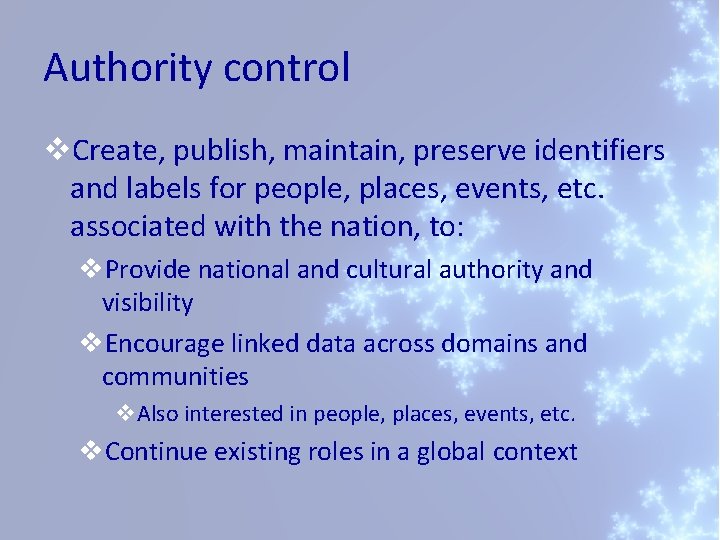 Visualized Authorities Role of national bibliographic agencies in linked data
